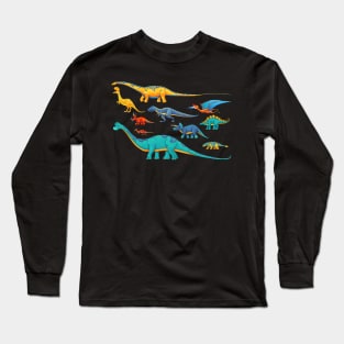 Dinosaur Sticker Collection - To Scale! Long Sleeve T-Shirt